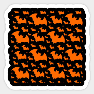 Orange Bat Wings on Black -  Halloween Autumn Stars Night Ornament Sticker